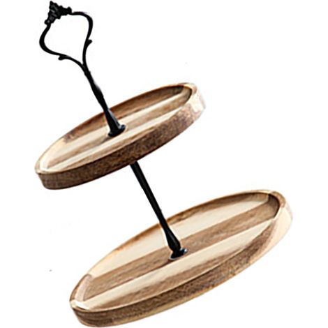 Présentoir à desserts en bois, écologique et vintage, pour gâteaux, fruits et autres gourmandises. Plateau à desserts, gâteaux et autres douceurs, noir, à deux niveaux, petit modèle.