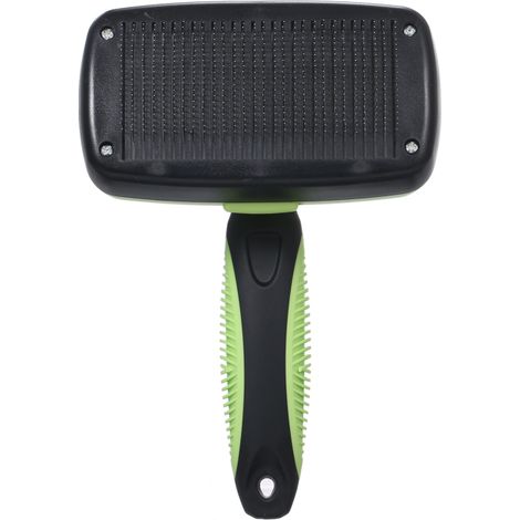 Cepillo de alambre retráctil y autolimpiante con púas para el cuidado de mascotas, fácil de limpiar, apto para perros y gatos de todos los tamaños, de pelo corto y largo, color verde. (1/5)