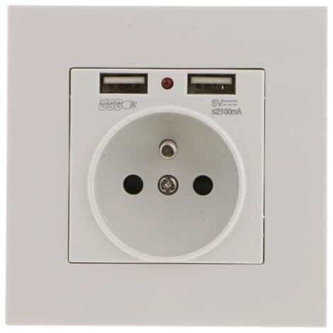 Set 2 Prese a Muro, Presa Elettrica a Muro con Doppia USB 5V/2100mA, Presa da Incasso con 2 Porte USB Pratica e Maneggevole (1/4)