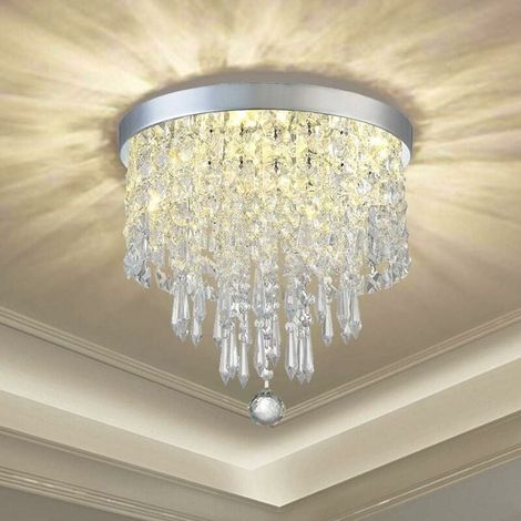 Lampada a sospensione Lampada da soffitto in metallo e cristallo Design elegante LED K9 Crystal 25CM Argento cromato (1/5)