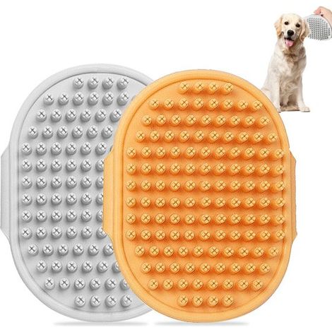 Cepillo de baño para perros y gatos (2 piezas),Guante ajustable y peine de goma para pelaje largo y corto (1/5)
