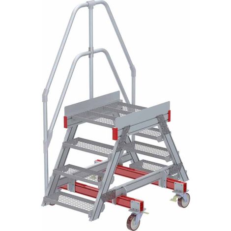 Euroline 512 mobiler Überstieg 60° Stufenausführung Stahl Gitterrost Stufenbreite 600mm 4 Stufen