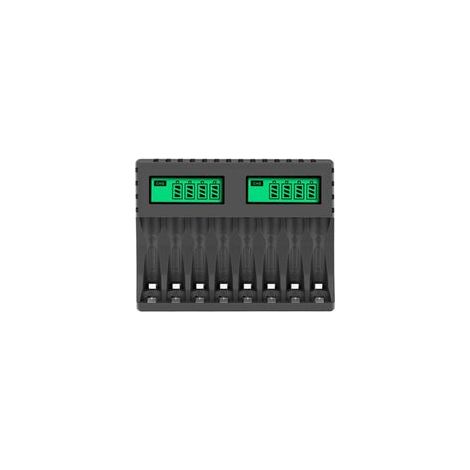 8 Slots Chargeur Piles Rechargeable Charge Rapide pour AA AAA Rechargeable avec Port USB