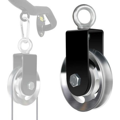 Polea elevadora de 90 mm – Aleación de aluminio – Rueda giratoria de 360° – Carga máxima para sistemas de gimnasia y aplicaciones industriales