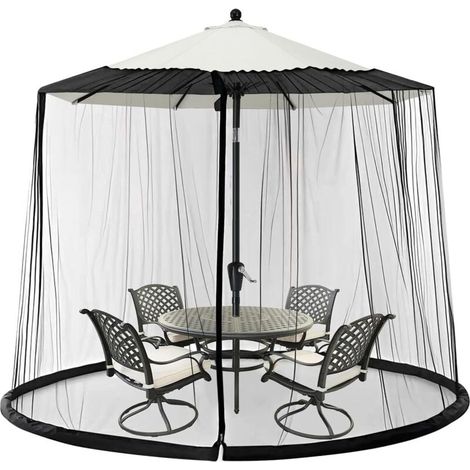 Mosquito net for parasols, 300 cm parasol mosquito net, 2.3M high, parasol mosquito net with fillable base, outdoor mosquito net (1/5)