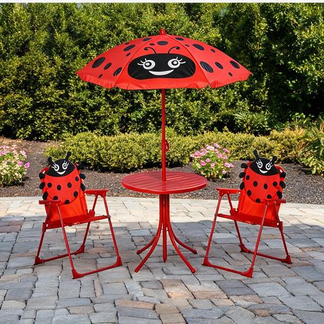 Ensemble table et chaises enfant rouge en métal 50 x 50 x 46 cm (1/5)