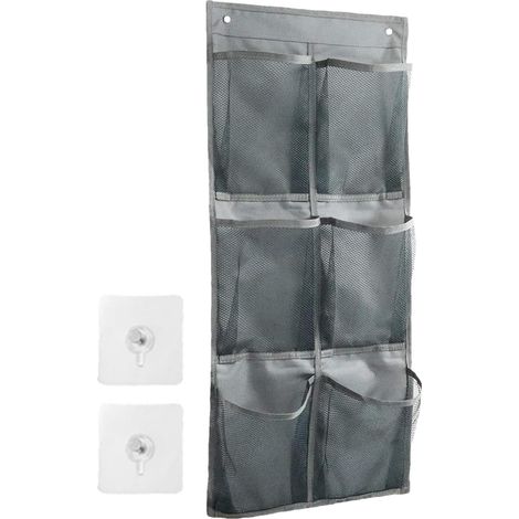 Wandaufbewahrungstasche 6 Fächer Türhänger, Kleiderschrank-Organizer, Wandorganizer (grau)