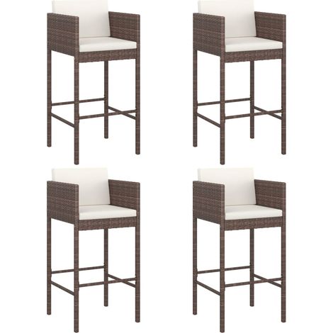 Maison Exclusive - Barhocker 4 Stk. mit Kissen Braun Poly Rattan