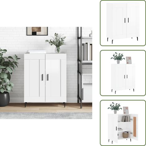 Sideboard Hochglanz-Weiß 69,5x34x90 cm Holzwerkstoff - Schreibtisch - Wohnzimmermöbel - Sideboard - Regal - Weißer Schrank (1/5)