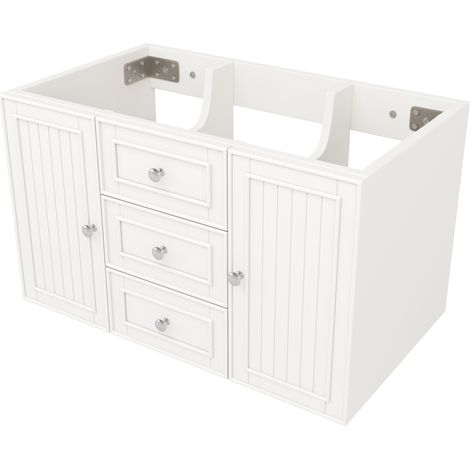 Mobile bagno sospeso con lavabo in ceramica 78,5 x 46 x 46,8 cm bianco con 3 cassetti MODENUIT (1/5)