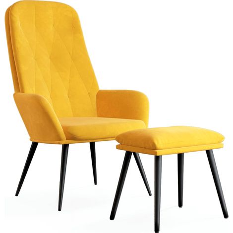 Maison Exclusive - Relaxsessel mit Hocker Senfgelb Samt (1/5)
