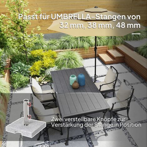 Support de parasol en granit 21 kg, base carrée pour mâts de 32/38/48 mm (1/4)