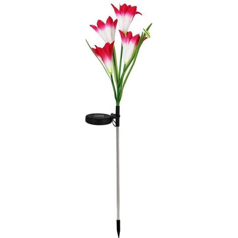 Solarbetriebene LED-Blumensteckerleuchten mit rotem Farbwechseldesign, wasserdicht, automatische Dämmerungs- bis Morgengrauenaktivierung (rot) (1/5)