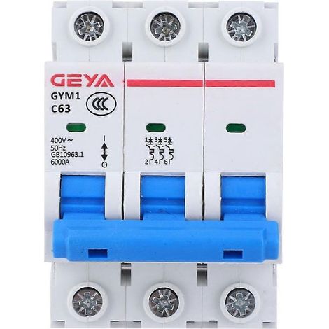 Disjoncteur GYM1-DZ47S, tripolaire, 400 V CA, IP20, interrupteur pneumatique, accessoires de protection de circuit, 63 A (1/4)