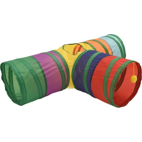 Zusammenklappbarer 3-Wege-Hasentunnel & -röhren, Aktivitätstunnel für Kleintiere, Spielzeug für Zwergkaninchen, Hasen und Kätzchen, mehrfarbig (1/5)