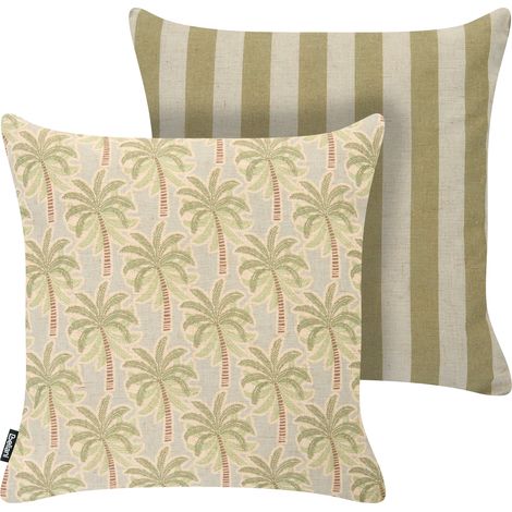 Conjunto de 2 cojines decorativos para exterior accesorios de jardín beige/verde Calia (1/5)