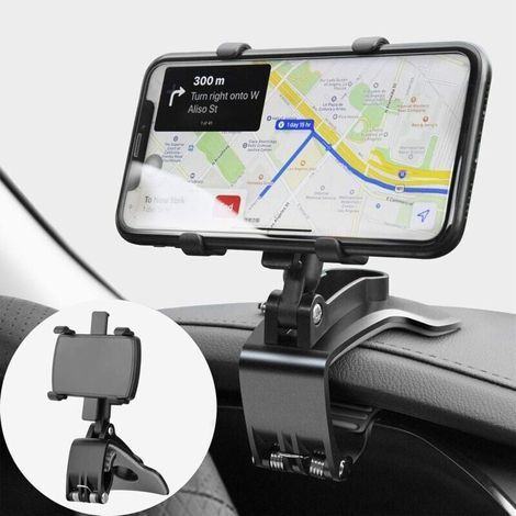 Supporto per telefono da auto – Rotazione a 360° – Base curva per superfici curve – Compatibile con smartphone da 4 a 7 pollici (1/5)