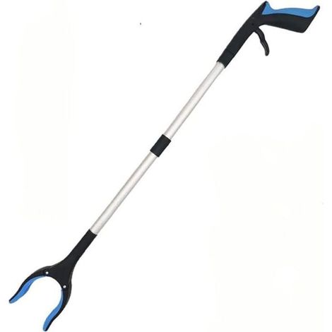 Ramasse-ordures, outil de ramassage de déchets portable, perche télescopique pliable et légère (bleu) (1/4)