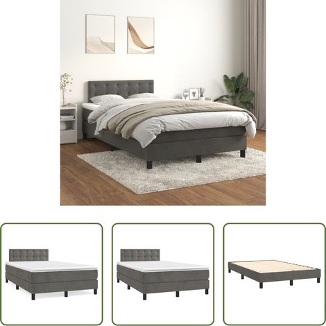 Samtbett - Boxspringbett mit Matratze Dunkelgrau 120x200 cm Samt (1/5)