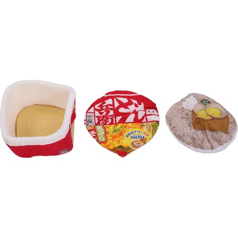 Panier pour chat en forme de nouille, semi-fermé, chaud, doux, épais, antidérapant, déhoussable et lavable, pour animaux jusqu'à 10 kg, rouge, 50 x 20 cm (1/5)