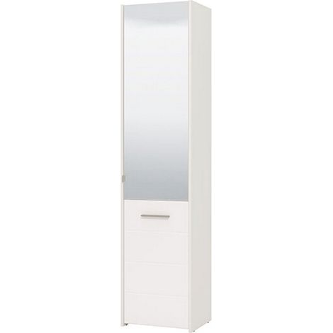 Zapatero Scido, mueble zapatero 8 estantes, 2 puertas, con espejo, 47x38x199h cm blanco