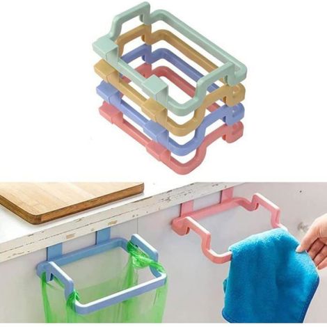 4Pcs Porte d'armoire Porte-Sac Ordures,Suspendu Un Support de Cuisine Poubelle Support Sac Poubelle Etagère de Rangement Porte (1/5)