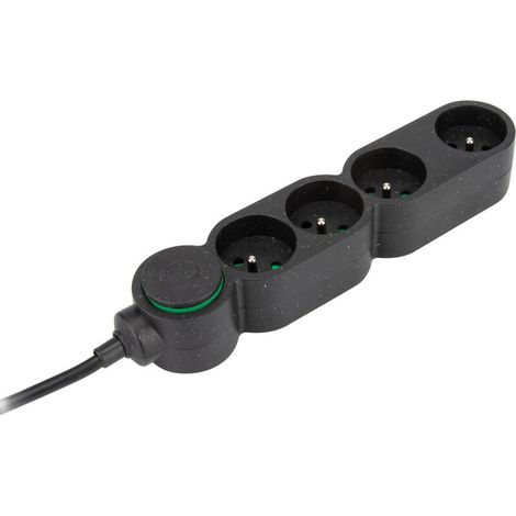 Bloc multiprise écoresponsable 4 prises 2P+T Home Green - Noir -