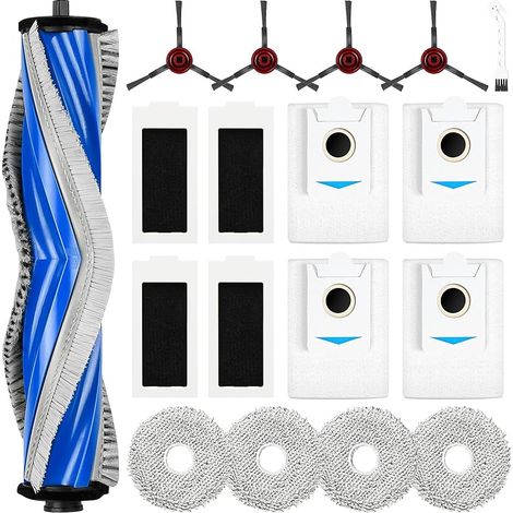 Lot de 18 Accessoires pour Robot Aspirateur Ecovacs Deebot T30S, 1 Brosse Principale, 4 Sacs à Poussière, 4 FOREHILL, 4 Filtres, 4 Brosses Latérales, 1 Brosse de Nettoyage (1/5)