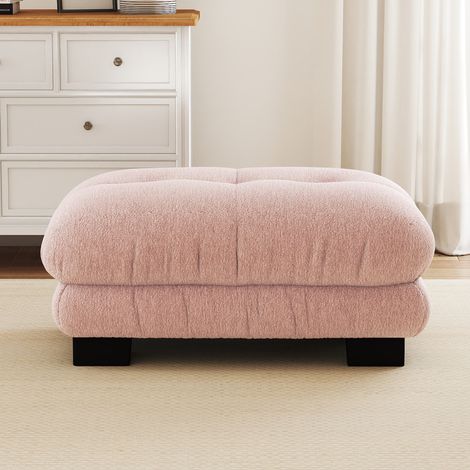Sofá modular, convertible en sofá esquinero o en U, con otomanas móviles, chenilla rosa (1/5)