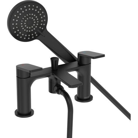 Bristan Frammento Bath Shower Mixer Tap Pillar Mounted - Black