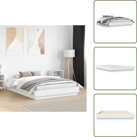 The Living Store Bettgestell Weiß 140x190 cm Holzwerkstoff - Bettes Gestell - Holzbettrahmen - Weißes Bett - Einzelbett - Lattenrost (1/5)