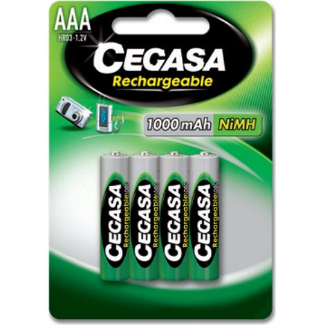 4 piles rechargeables accu Cegasa AAA LR03 1.2V 1000mAH (1/2)