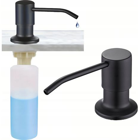 Dispenser di detersivo per piatti nero opaco per lavello e piano di lavoro della cucina.