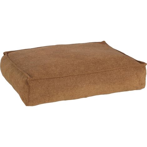 1 - Coussin pour chien - Coussin rectangulaire - Rembourrage flocons mousse à mémoire - Bordure élégante et fond antidérapant - Pour animaux domestiques - Ocre - 80x60x18cm (1/3)