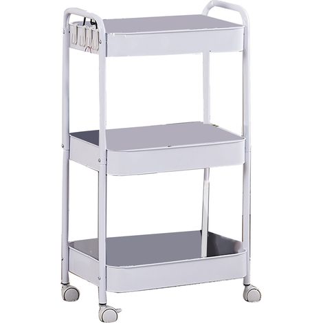 Chariot utilitaire roulant à 3 niveaux avec roulettes, chariot de rangement multifonctionnel mobile pour cuisine et salle de bain, blanc, 3 niveaux (1/5)
