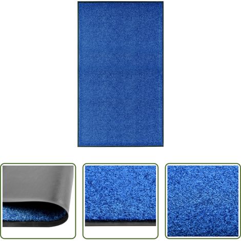 vidaXL Innen- und Außenfußmatte -  Fußmatte Waschbar Blau 90x150 cm (1/5)