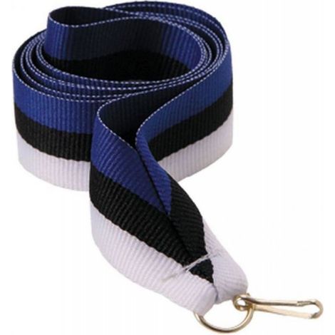 Ceinture De Force - Largeur 11 Mm - Bleu Noir Blanc - Pour Entrainement Fitness Et Musculation - 1 Piece