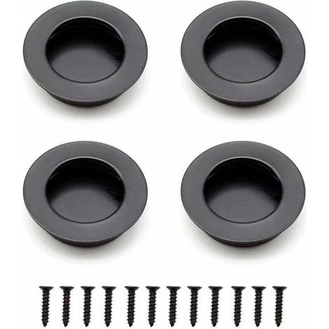 4 Pièces Poignées Rondes Encastrées, 40 mm Poignee de Portes Coulissantes en Acier Inoxydable, Poignées Noir de Meuble peut être Utilisé pour Les Tiroirs, Armoires, Meubles sur Mesure