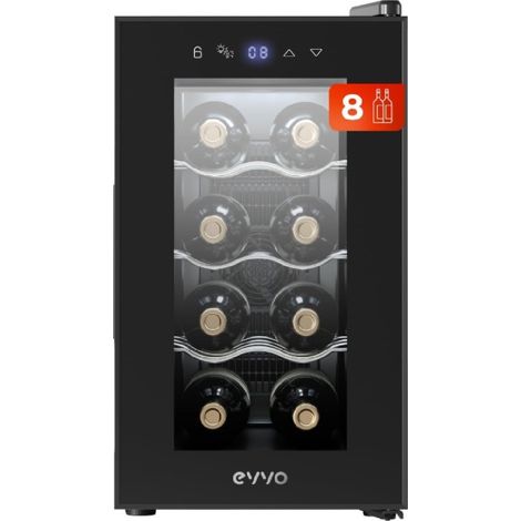 EVVO Vinoteca 8 Botellas, Botellero Vertical, Display Temperatura Interior, Tecnología de Enfiramiento Termoeléctrico, Temperatu (1/5)