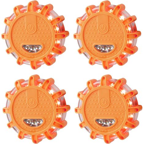 Avertisseurs de voiture pack de 4 avertisseurs LED étanches avec aimants et 9 modes de flash (orange) (1/5)