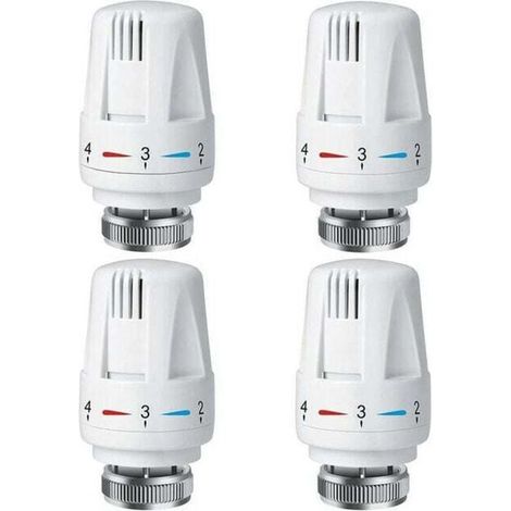 Cabezal de válvula termostática para radiador (4 unidades), cabezal de termostato TRV M30 x 1,5, válvula termostática para radiador, válvulas para calefacción doméstica (1/4)