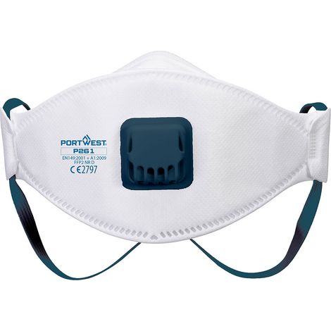 Maschera Respiratoria FFP2 Pieghevole con Valvola – Modello Dolomite (confezione da 10) - Bianco - Portwest