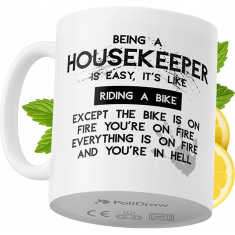 Lustige Kaffeetasse mit witzigem Textdesign – ideal für Haushälterinnen, Geburtstage, Namenstage und Feiertage. Hochwertige Tasse für besondere Anlässe, ob zu Hause, im Büro oder bei der Arbeit. Farbe