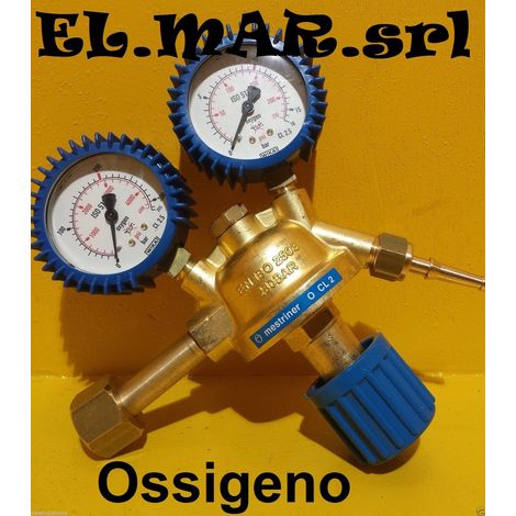 Riduttore di pressione OSSIGENO in ottone con manometro gas compresso