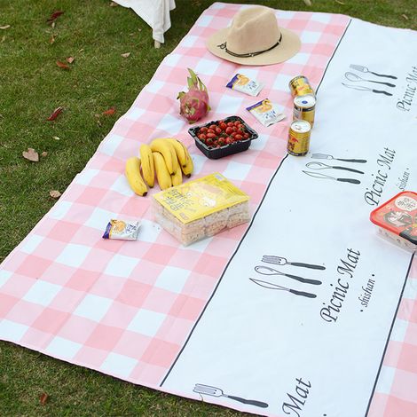 Tapis de pique-nique style Instagram, idéal pour les sorties en plein air, tapis d'extérieur épais et portable, parfait pour les balades printanières sur la pelouse, résistant à l'humidité, vaisselle (1/5)