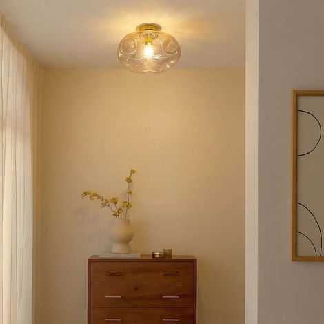 [GEBRAUCHT] B-Ware Lindby Deckenleuchte Lelia amber Glas Ø 35 cm dimmbar für Wohnzimmer (1/2)
