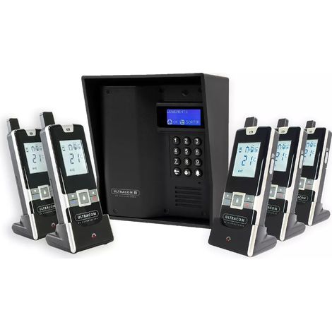 Interphone hôpital / Maison de santé - sans-fil (600m) autonome - UltraCOM3 visière noire + 5 combinés mobiles (1/5)