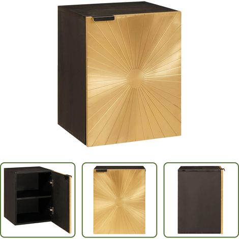 Holz Schrank - Badezimmerschrank mit Regal Schwarz und Gold 38 x 33 x 48 cm (1/5)