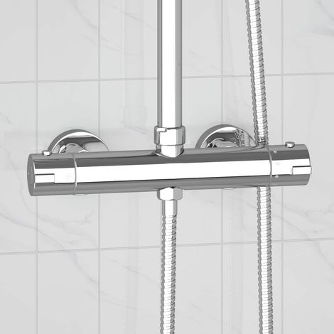 vidaXL Mezclador de ducha termostático Acero Inoxidable 201 (1/5)