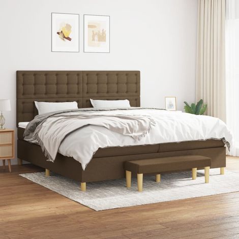 Lit double pour adulte Moderne - Lit à sommier tapissier avec matelas Marron foncé 200x200 cm BV589002 - BonneVie (1/5)